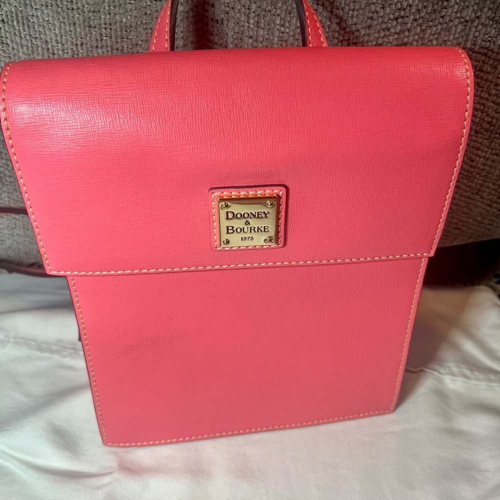 Dooney & Bourke Pink Backpack with Gold-Toned Logo